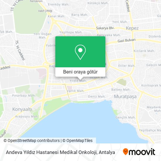 Andeva Yıldız Hastanesi Medikal Onkoloji harita
