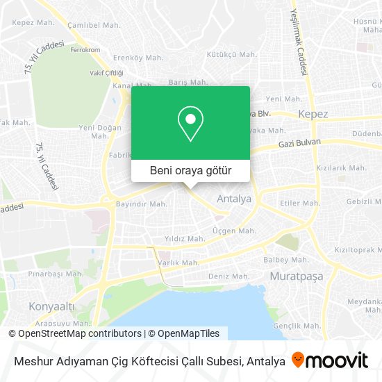 Meshur Adıyaman Çig Köftecisi Çallı Subesi harita