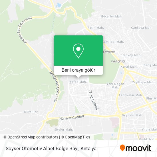 Soyser Otomotiv Alpet Bölge Bayi harita