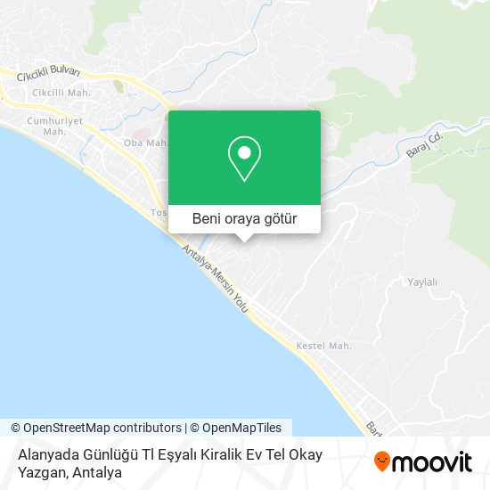 Alanyada Günlüğü Tl Eşyalı Kiralik Ev Tel Okay Yazgan harita