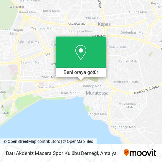 Batı Akdeniz Macera Spor Kulübü Derneği harita