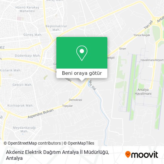 Akdeniz Elektrik Dağıtım Antalya İl Müdürlüğü harita