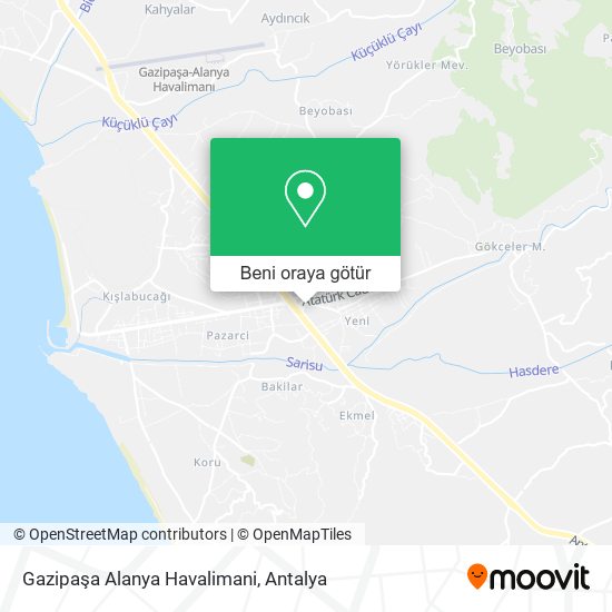 Gazipaşa Alanya Havalimani harita