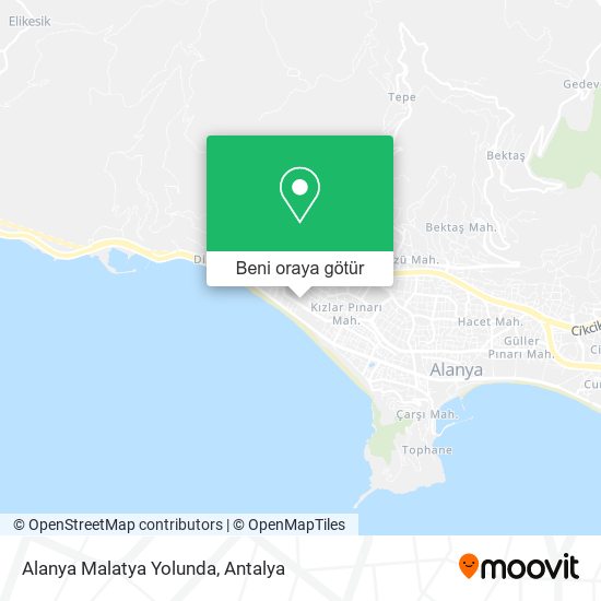 Alanya Malatya Yolunda harita