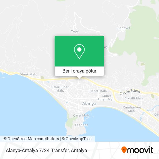 Alanya-Antalya 7/24 Transfer harita