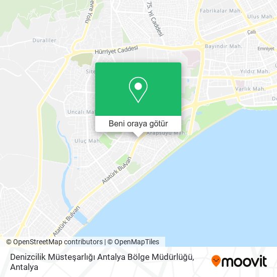 Denizcilik Müsteşarlığı Antalya Bölge Müdürlüğü harita