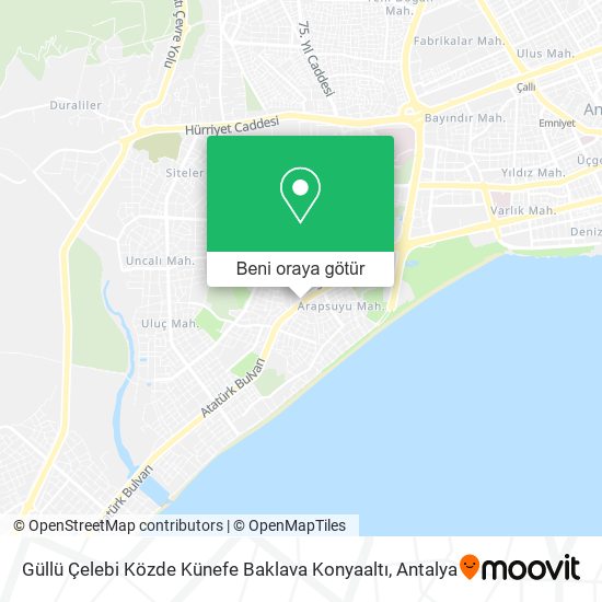 Güllü Çelebi Közde Künefe Baklava Konyaaltı harita