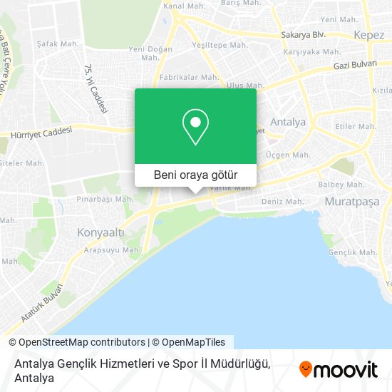 Antalya Gençlik Hizmetleri ve Spor İl Müdürlüğü harita