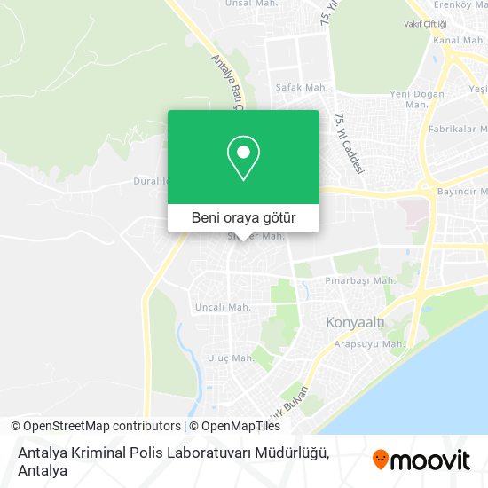 Antalya Kriminal Polis Laboratuvarı Müdürlüğü harita