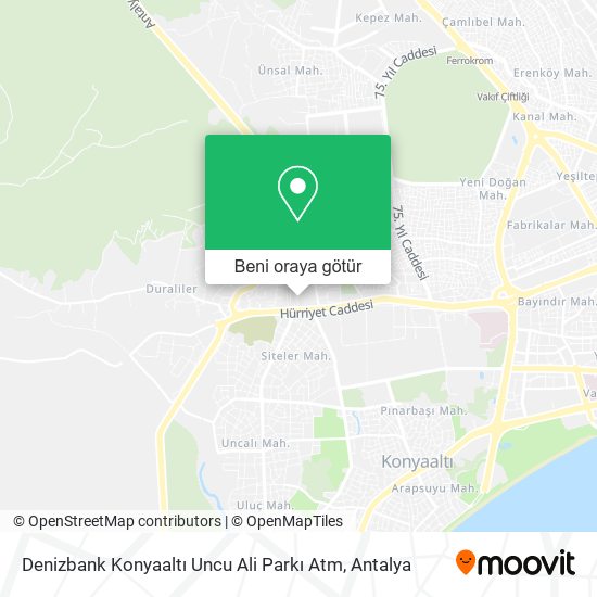 Denizbank Konyaaltı Uncu Ali Parkı Atm harita