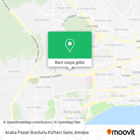 Araba Pazarı Burdurlu Köfteci Sami harita