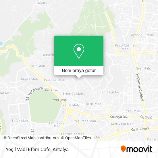 Yeşil Vadi Efem Cafe harita