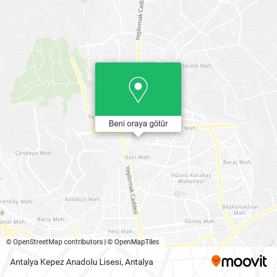 Antalya Kepez Anadolu Lisesi harita