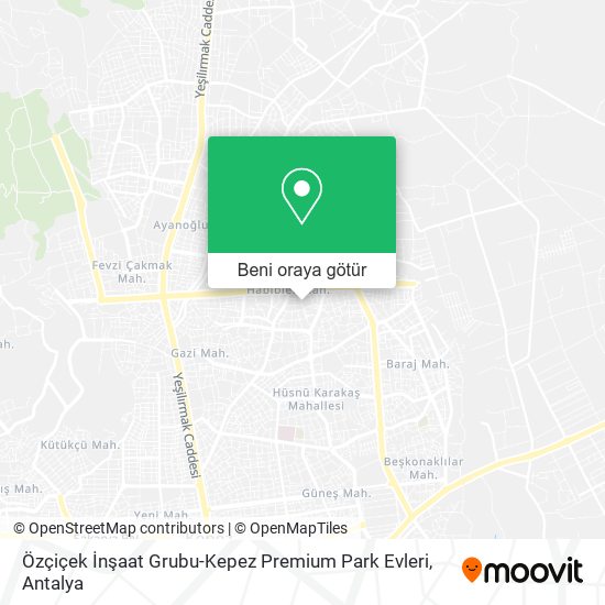 Özçiçek İnşaat Grubu-Kepez Premium Park Evleri harita