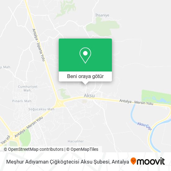 Meşhur Adıyaman Çiğkögtecisi Aksu Şubesi harita