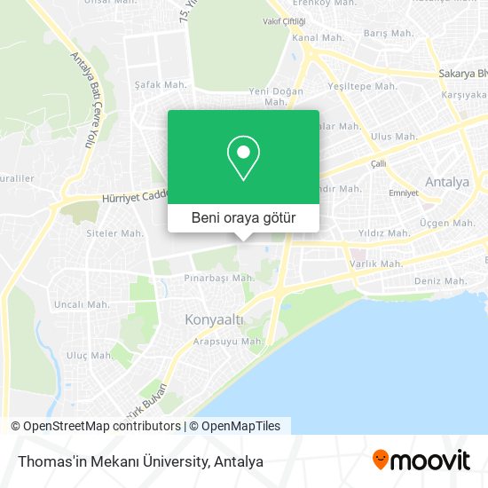 Thomas'in Mekanı Üniversity harita