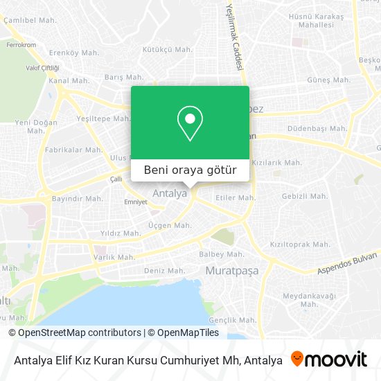 Antalya Elif Kız Kuran Kursu Cumhuriyet Mh harita