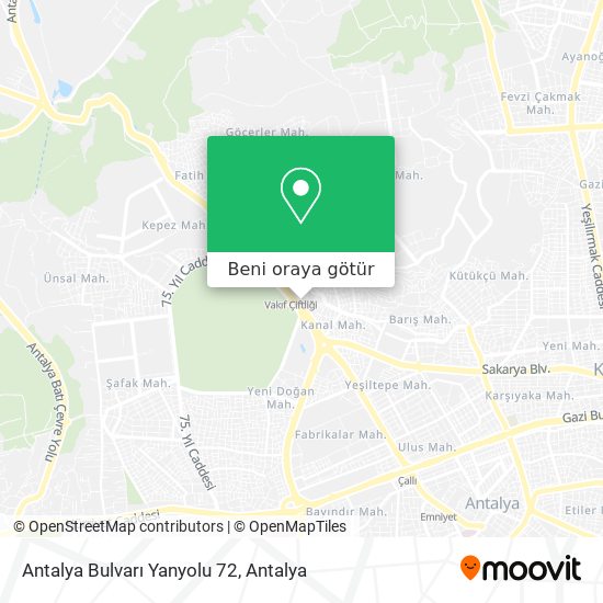 Antalya Bulvarı Yanyolu 72 harita