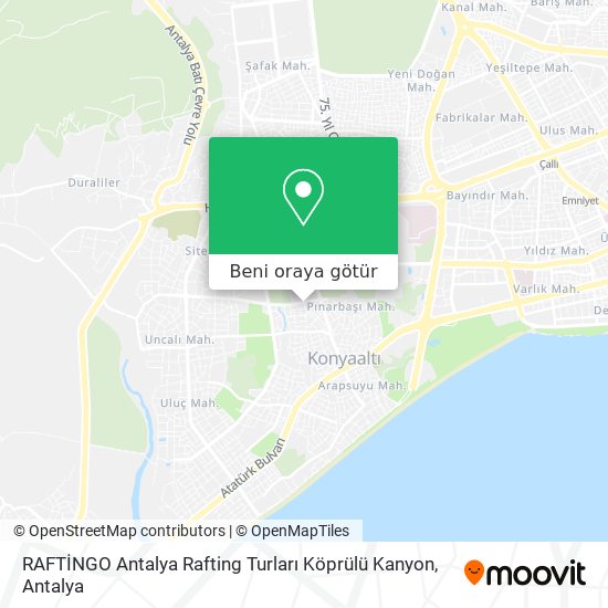 RAFTİNGO Antalya Rafting Turları Köprülü Kanyon harita