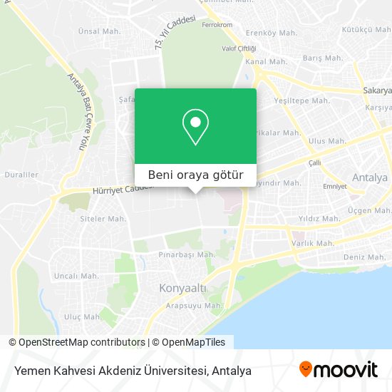 Yemen Kahvesi Akdeniz Üniversitesi harita