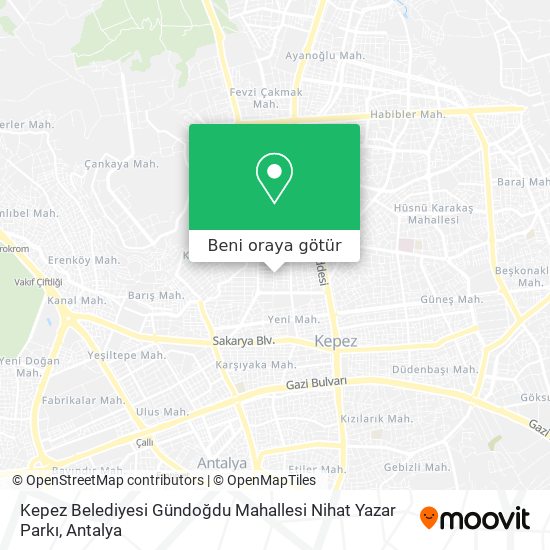 Kepez Belediyesi Gündoğdu Mahallesi Nihat Yazar Parkı harita