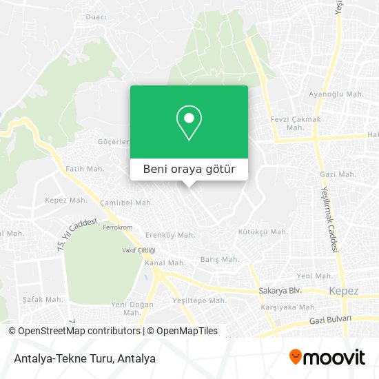 Antalya-Tekne Turu harita