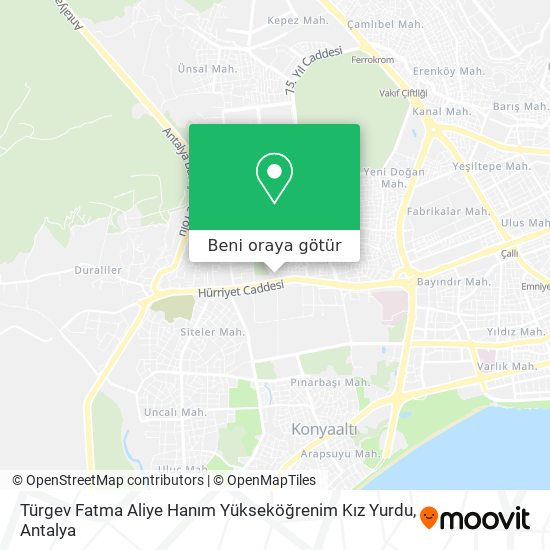 Türgev Fatma Aliye Hanım Yükseköğrenim Kız Yurdu harita