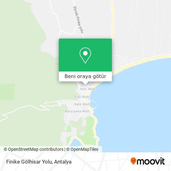 Finike Gölhisar Yolu harita