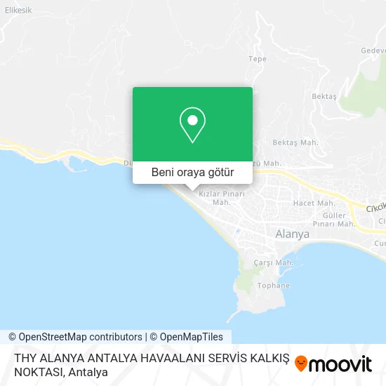 THY ALANYA ANTALYA HAVAALANI SERVİS KALKIŞ NOKTASI harita