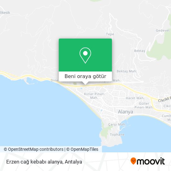 Erzen cağ kebabı alanya harita