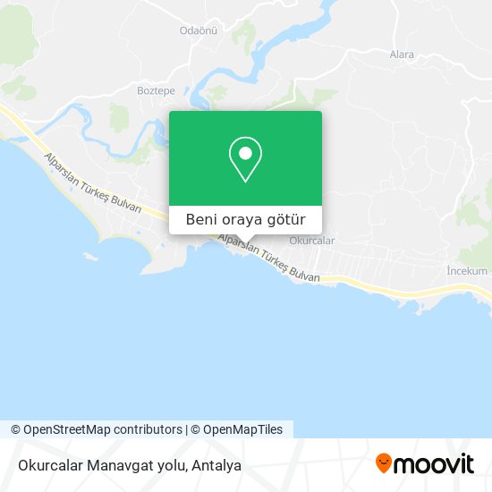 Okurcalar Manavgat yolu harita