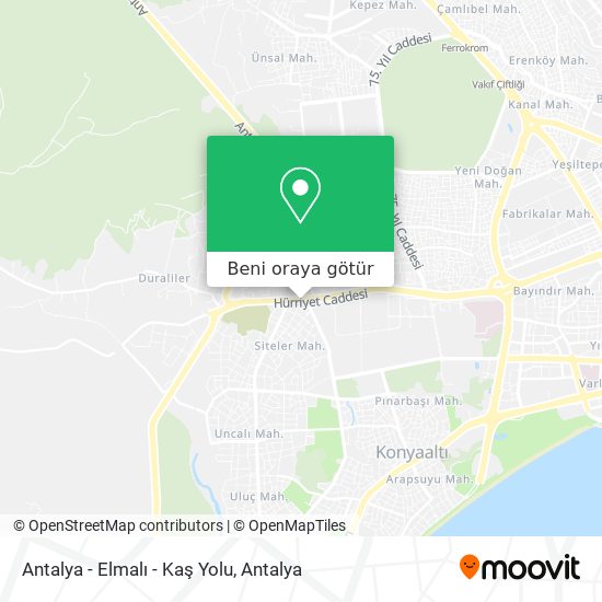 Antalya - Elmalı - Kaş Yolu harita