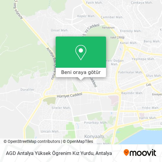 AGD Antalya  Yüksek Ögrenim Kız Yurdu harita
