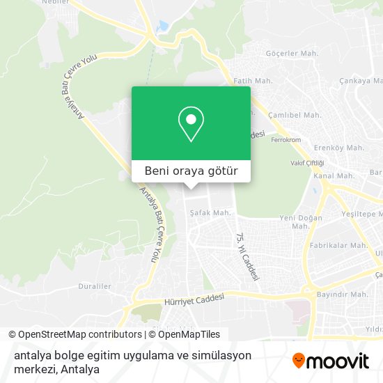 antalya bolge egitim uygulama ve simülasyon merkezi harita