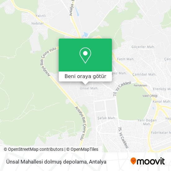 Ünsal Mahallesi dolmuş depolama harita