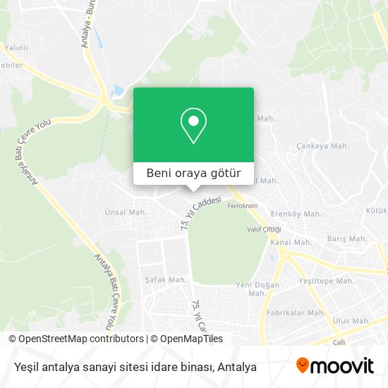 Yeşil antalya sanayi sitesi idare binası harita