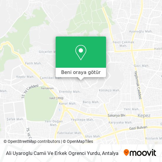 Ali Uyaroglu Camii Ve Erkek Ogrenci Yurdu harita