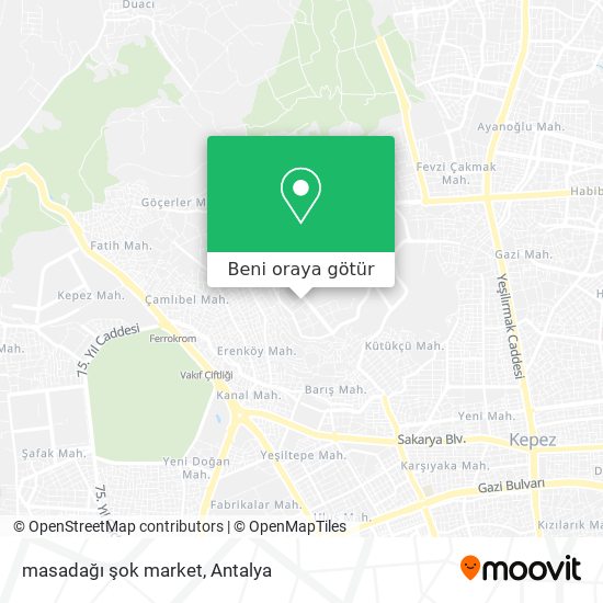 masadağı şok market harita