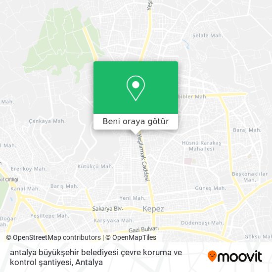 antalya büyükşehir belediyesi çevre koruma ve kontrol şantiyesi harita