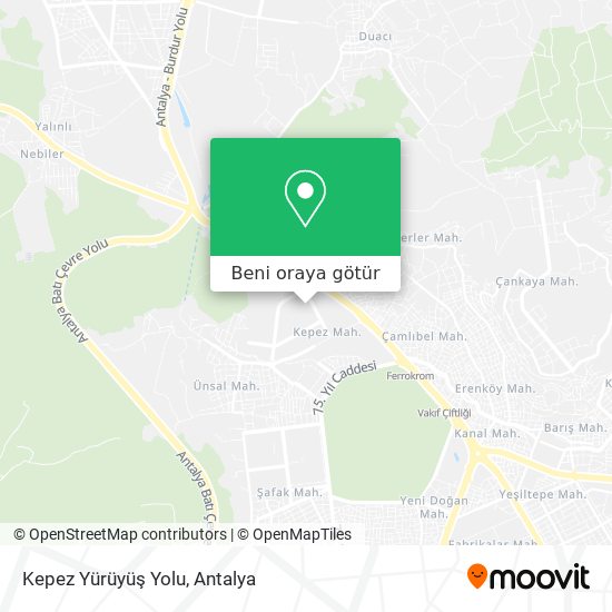 Kepez Yürüyüş Yolu harita