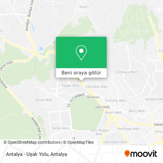 Antalya - Uşak Yolu harita