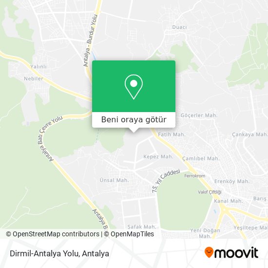 Dirmil-Antalya Yolu harita