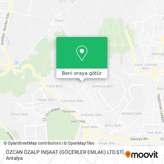 ÖZCAN ÖZALP İNŞAAT (GÖÇERLER EMLAK) LTD.ŞTİ harita