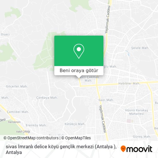 sivas İmranlı delice köyü gençlik merkezi (Antalya ) harita