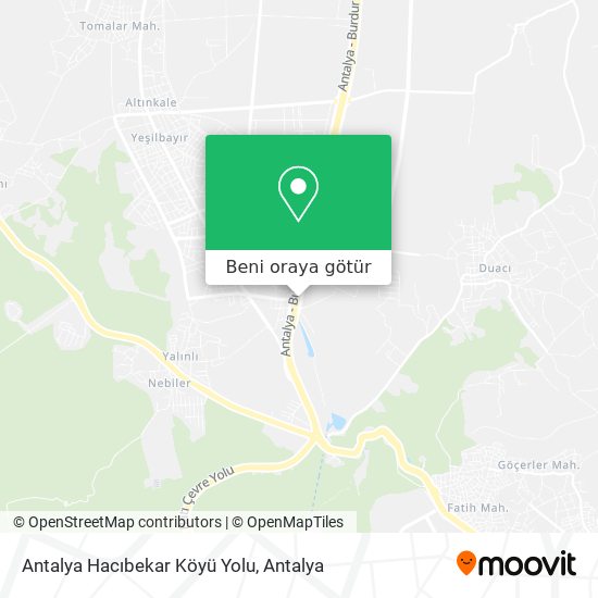Antalya Hacıbekar Köyü Yolu harita