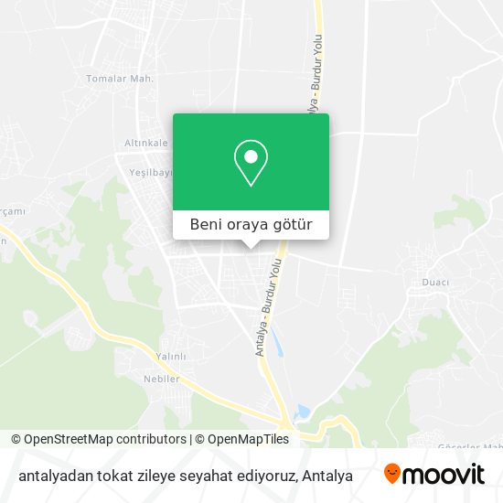 antalyadan tokat zileye seyahat ediyoruz harita