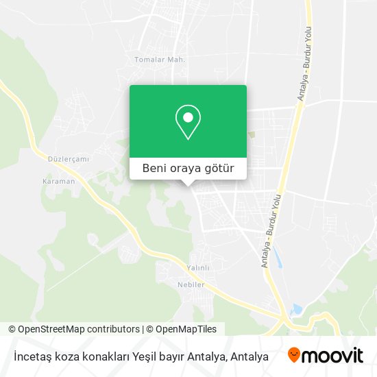 İncetaş koza konakları Yeşil bayır Antalya harita