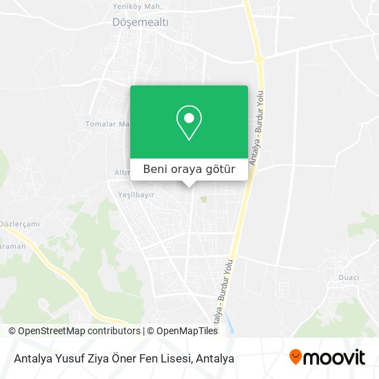 Antalya Yusuf Ziya Öner Fen Lisesi harita