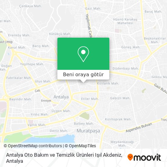 Antalya Oto Bakım ve Temizlik Ürünleri Işıl Akdeniz harita