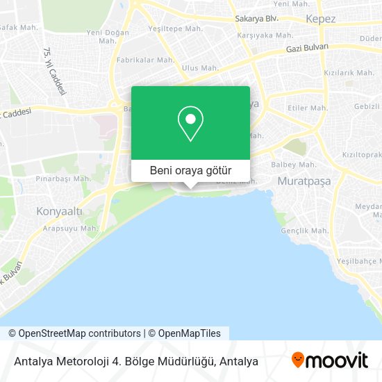 Antalya Metoroloji 4. Bölge Müdürlüğü harita